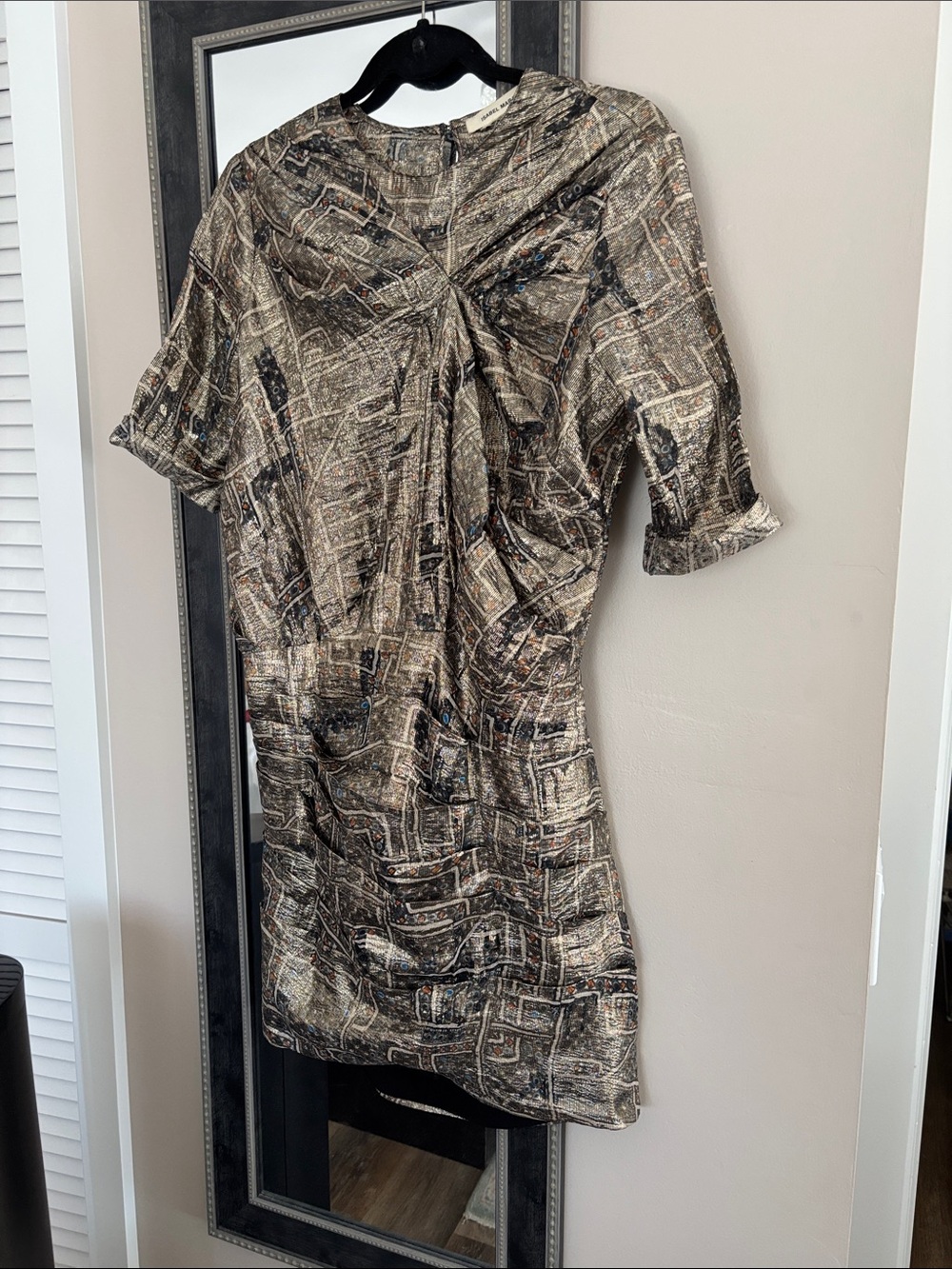 Isabel Marant Taupe and Cream Twist-Front Mini Dress
